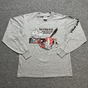 Y2K Jerzees Heart of Winter 2004 6K 12K Long Sleeve Graphic T Shirt Men's M Grey